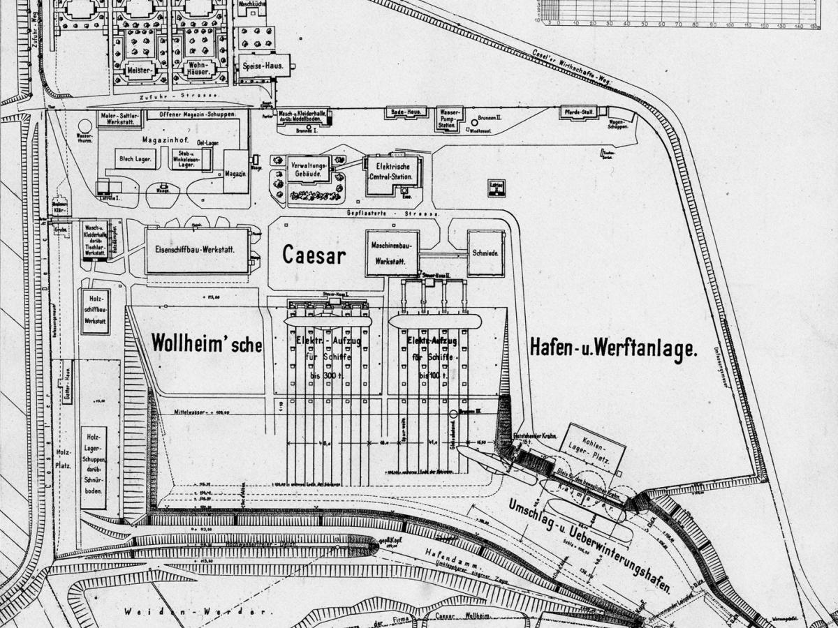 Plán loděnice Caesar Wollheim ve Vratislavi. 